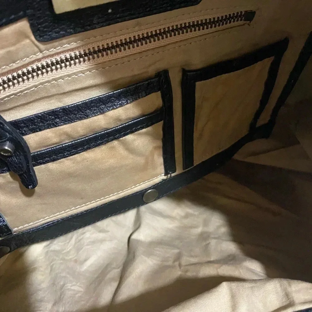 Theory black leather satchel handbag
